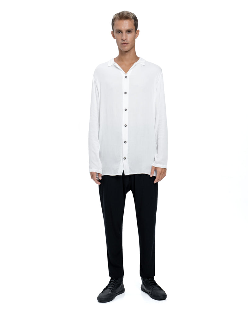 Sateen Long sleeve shirt in white